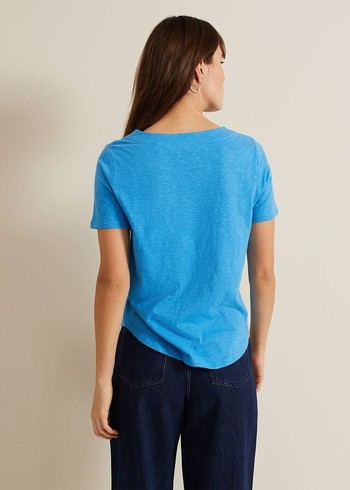 Phase Eight Elspeth V Neck T Shirts Blue Canada | BAUOMV-167